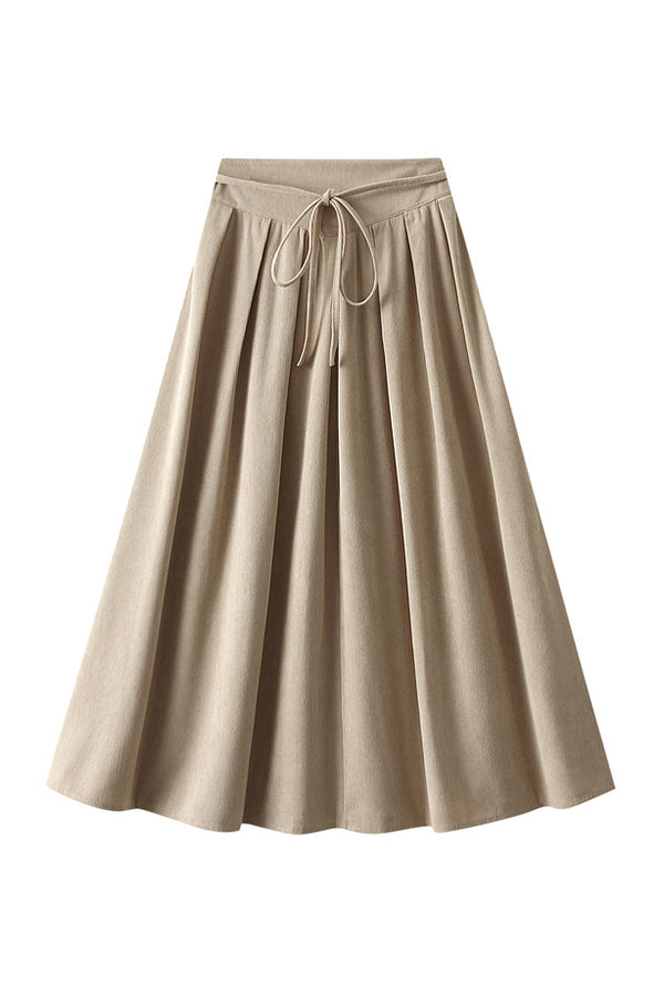high waist pleated skirt apricot one size