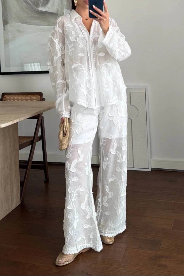 Unique Resort Jacquard Casual Loose Two-Piece Set
