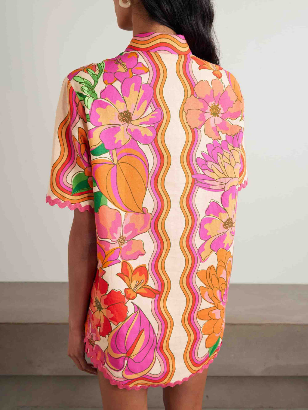 Ensemble deux pièces exquis à imprimé floral tropical hibiscus abstrait