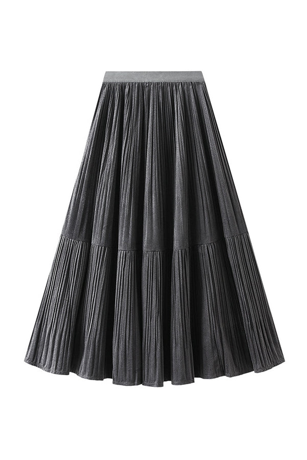 Vintage velvet pleated skirt Black one size