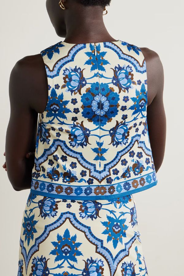 Unique Printed Round Neck Sleeveless Top and Casual Mini Skirt Set