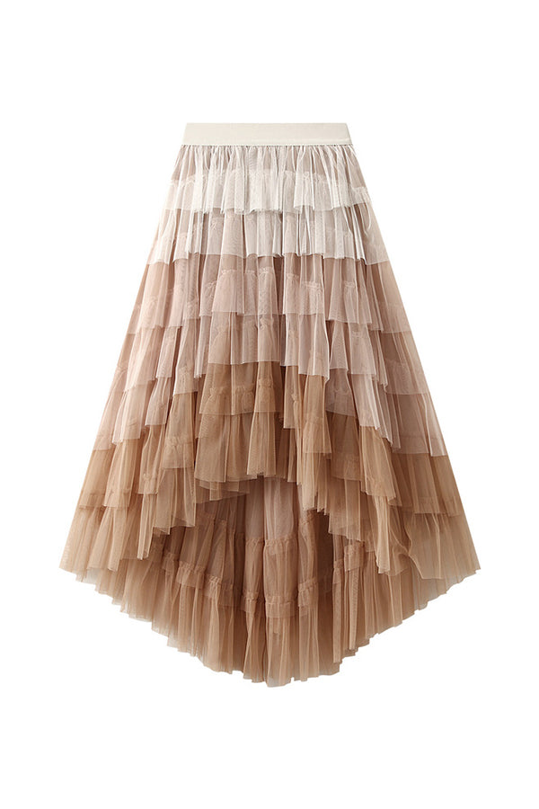 Irregular cake skirt high waist mesh skirt 9 one size
