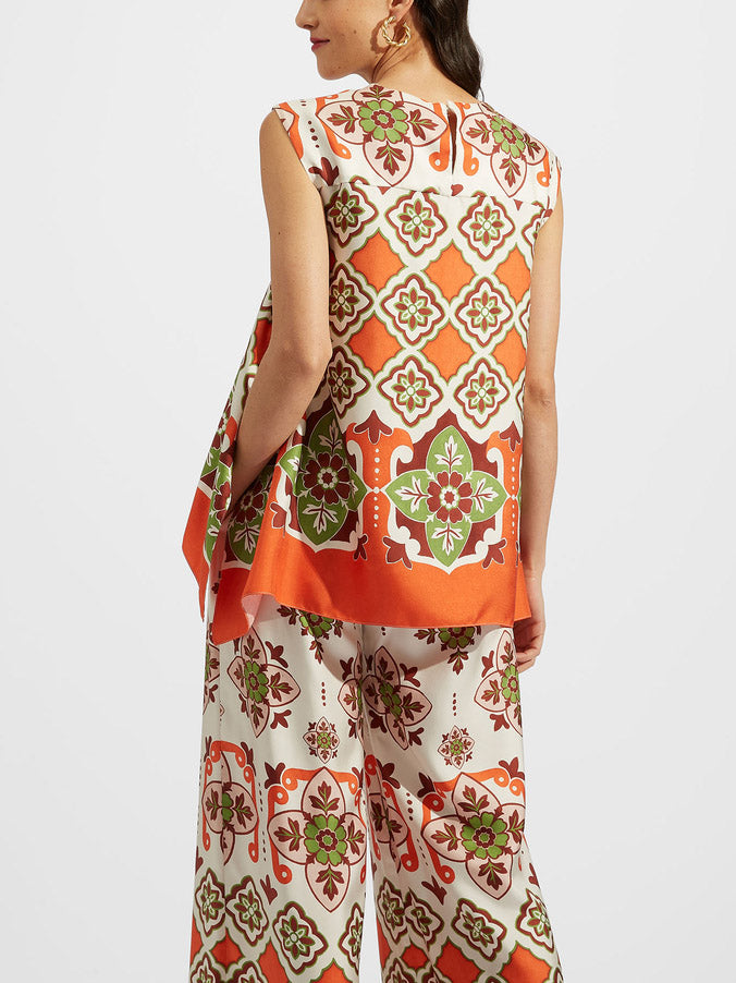 Débardeur à imprimé floral ethnique rétro