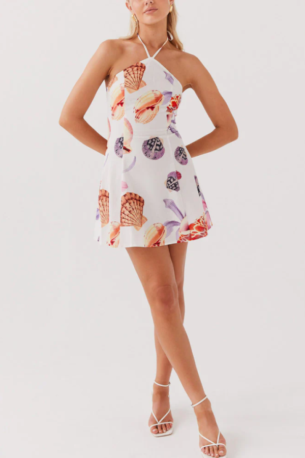 Seaside Bouquet Mini Dress White