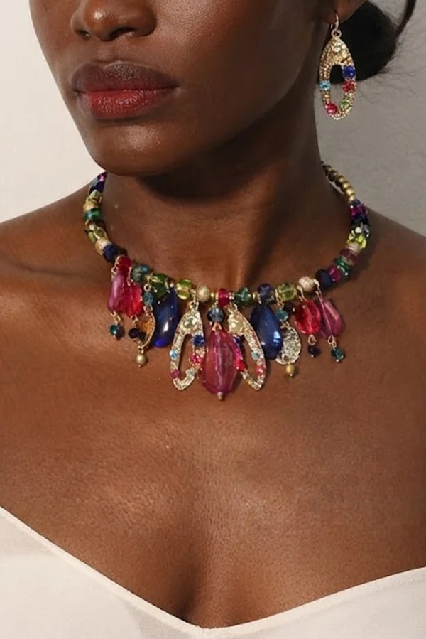 Multicolor Crystal Beaded Necklace