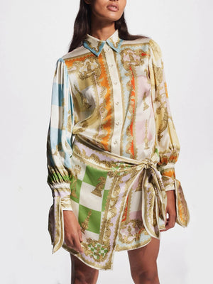 Mini-robe nouée irrégulière imprimée unique