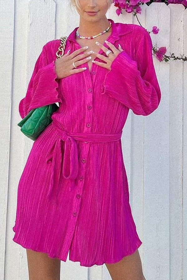 Floral print lace-up lapel cardigan long-sleeve dress