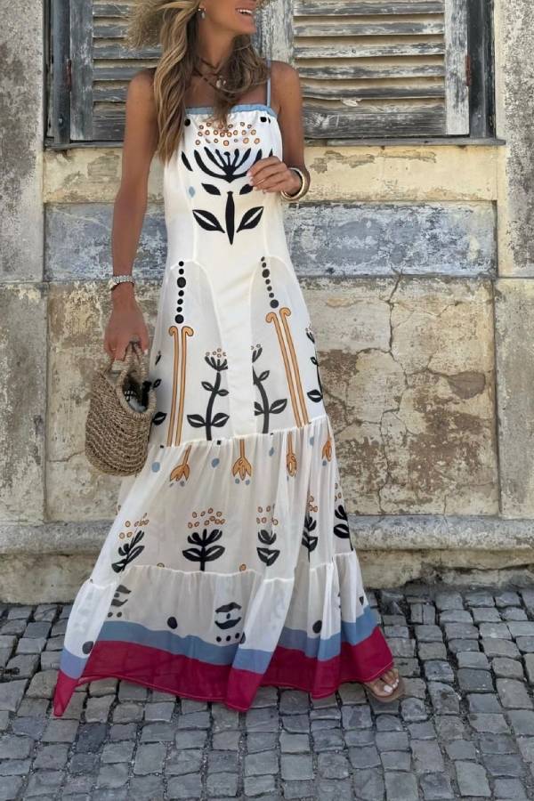 Spectacular Tulle Dress with Printed Bodice and Adjustable Straps