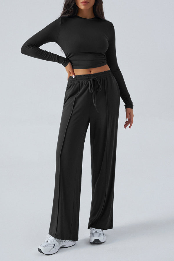 Temperament Knitted Round Neck Long Sleeve Two-piece Suit