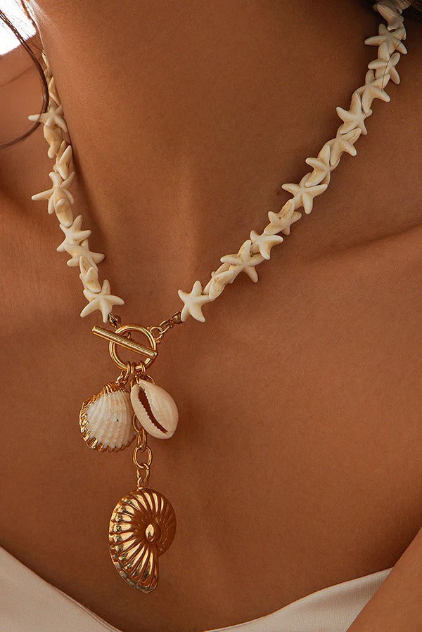 Bohemian Starfish Beaded Mermaid Shell Necklace 1 one size