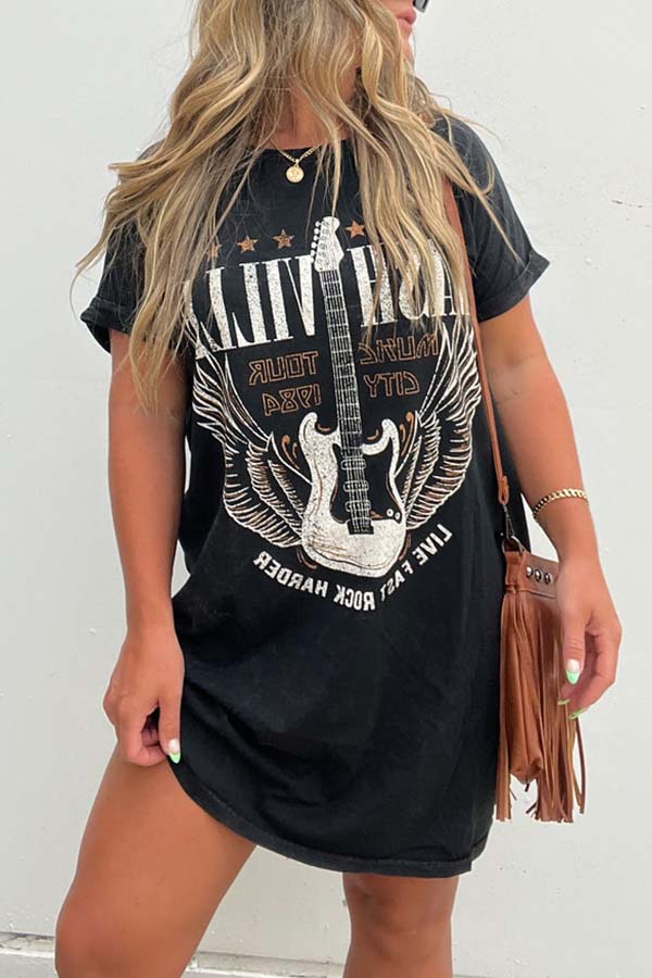 Black Nashville Graphic Tee Dress Black