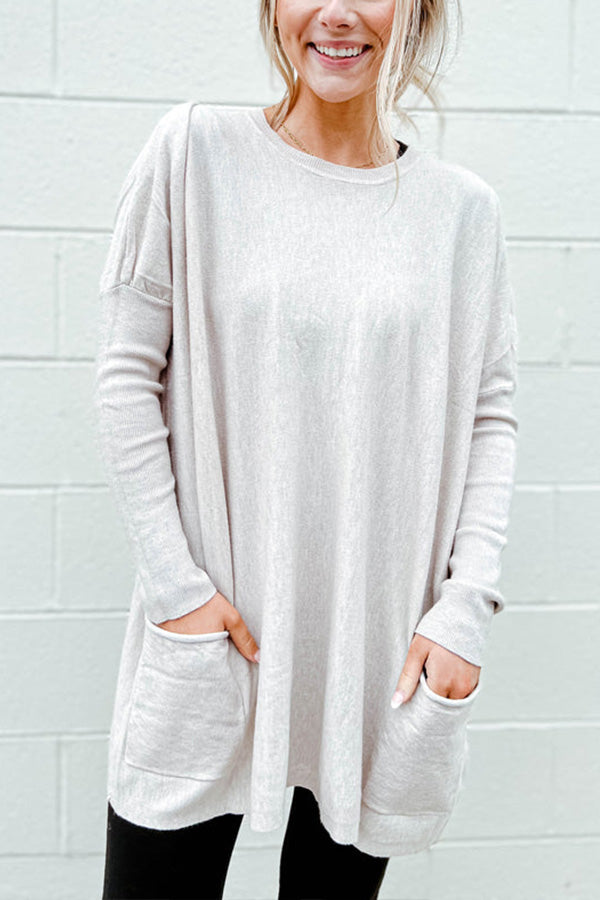 BOYFRIEND POCKET SWEATER Oatmeal