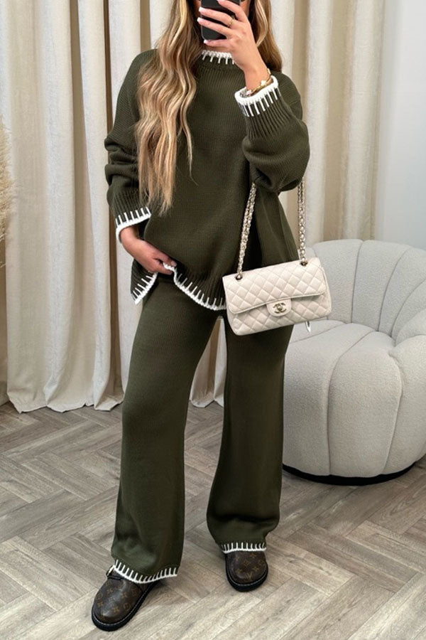 LAVINIA GREY KNITTED JUMPER AND TROUSERS Green