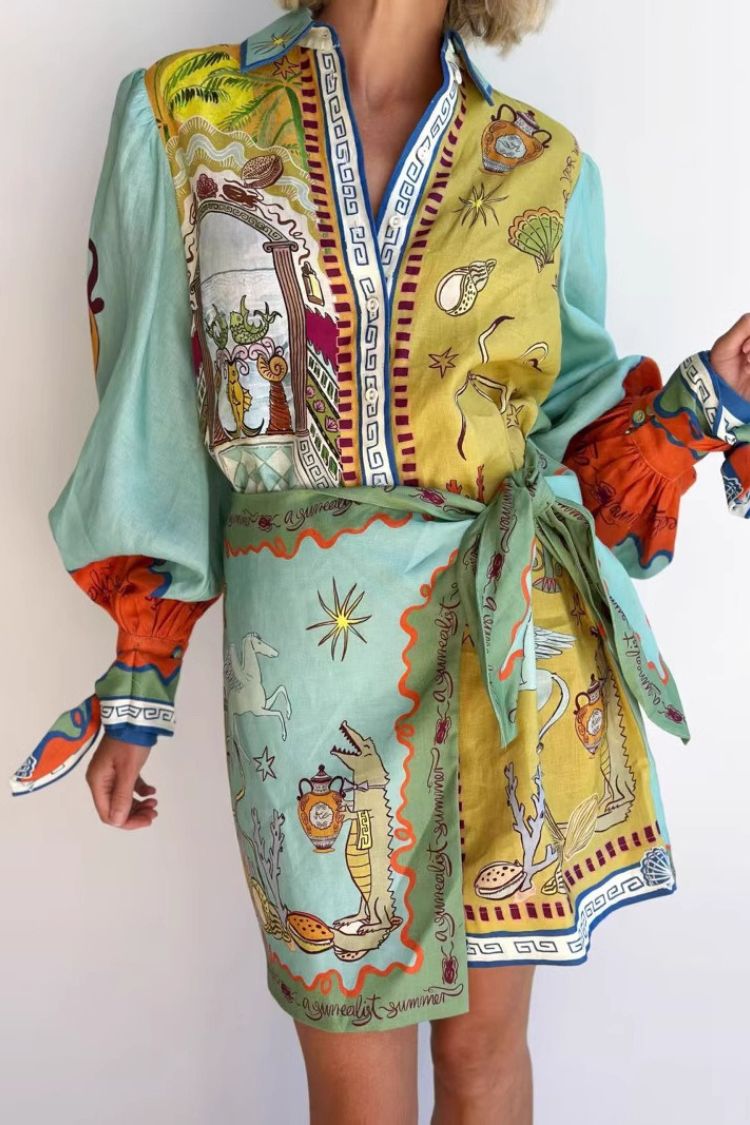 Casual Linen Shirt Collar Cardigan Two-Piece Set Multicolor