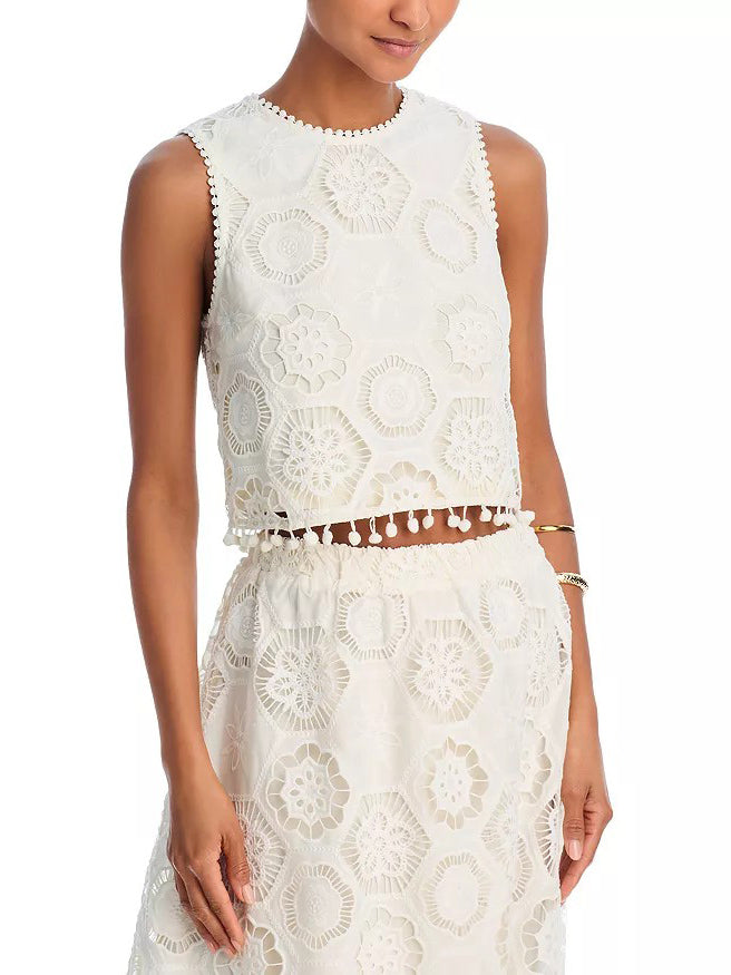 Débardeur en dentelle creuse au tempérament exquis