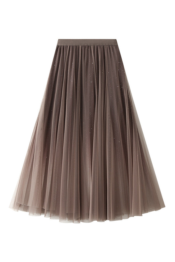 Starry sky gradient gauze skirt pleated skirt 3 one size
