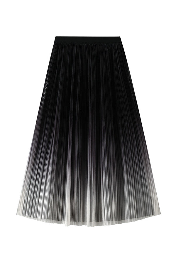 Elegant gradient pleated long skirt 1 one size