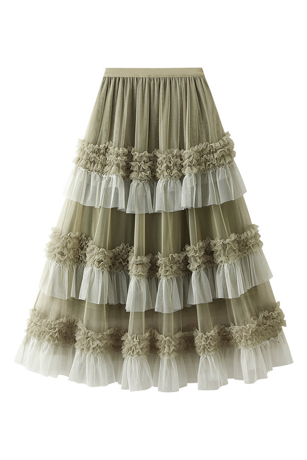 fashionable cake skirt tutu skirt Green one size