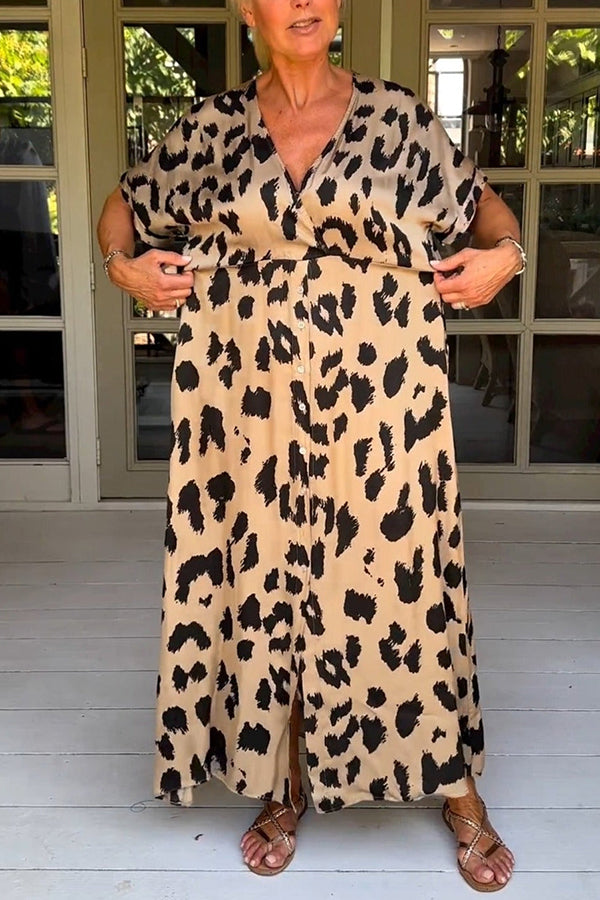 Wild Leopard V-Neck Maxi Dress