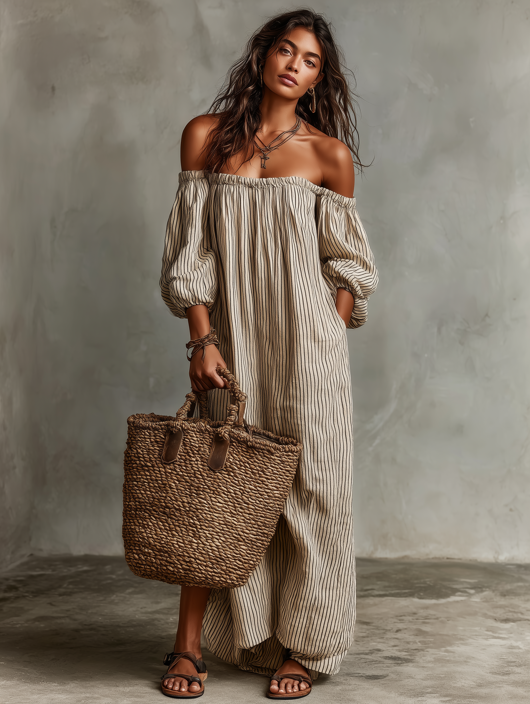Charlotte | Off-Shoulder Linen Maxi Dress