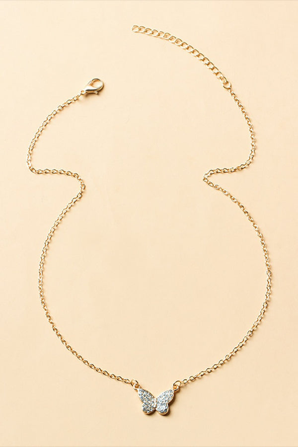 Rhinestone Butterfly Pendant Versatile Fashionable Necklace
