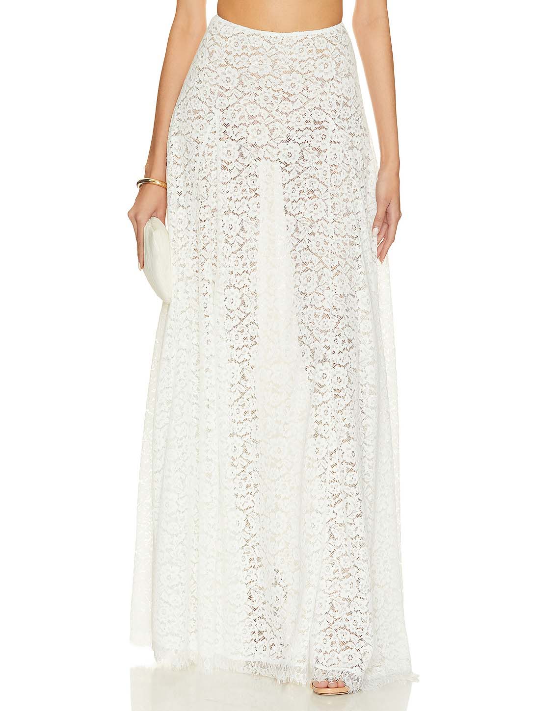 Elegant Hollow Lace Wide Swing Skirt