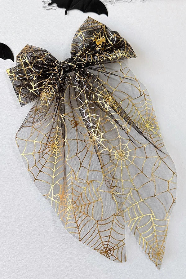 Large Halloween Mesh Bow Hair Clip
