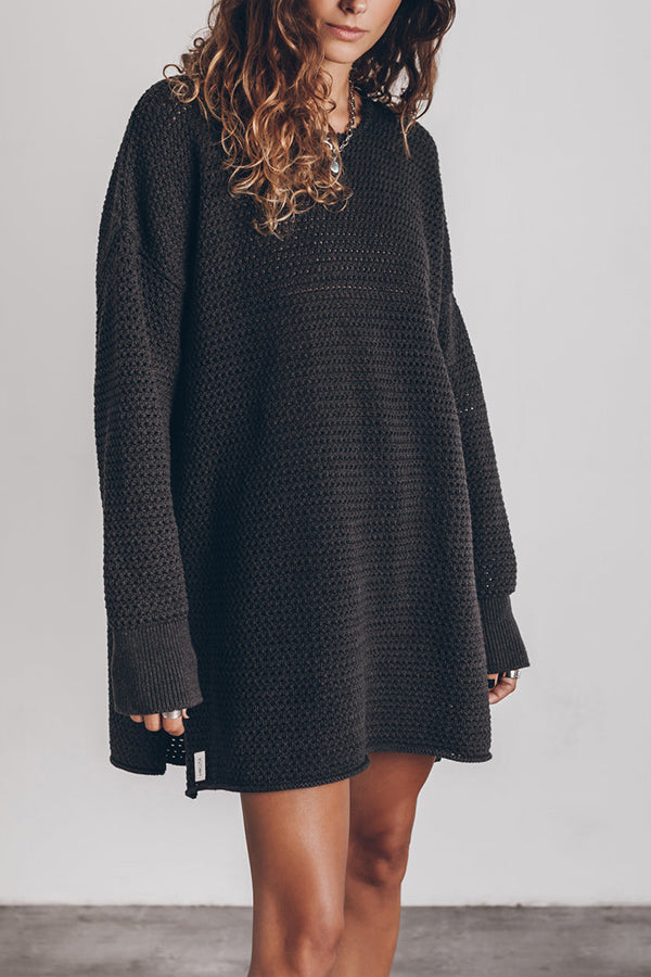 THE GREEN LONG KNITTED SWEATER Black