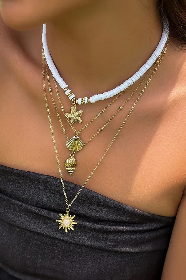 Bohemian Imitation Pearl Shell Multi-layered Necklace