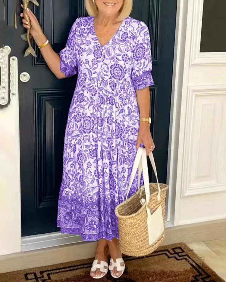 💥2023 Newest 😍V-neck Bohemian Dress👗 Purple