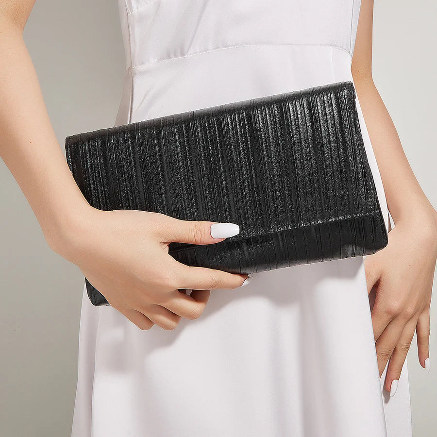 Glitter Evening Party Elegant Prom Clutch Bag Black ONE SIZE