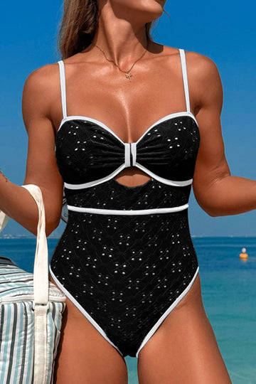 Premium Sexy Hollow One-Piece Swimsuit Black
