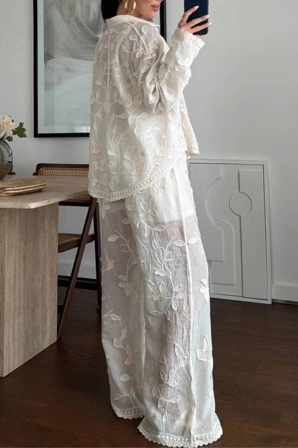 Unique Resort Jacquard Casual Loose Two-Piece Set