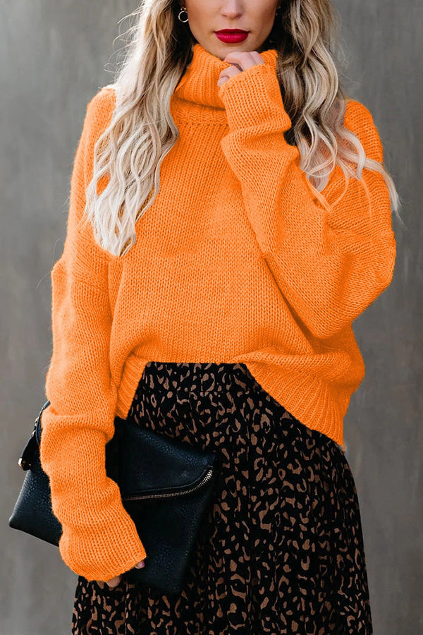 turtleneck pullover sweater Orange