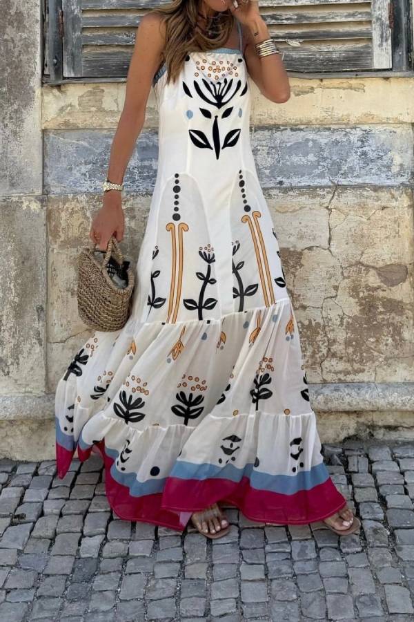 Spectacular Tulle Dress with Printed Bodice and Adjustable Straps
