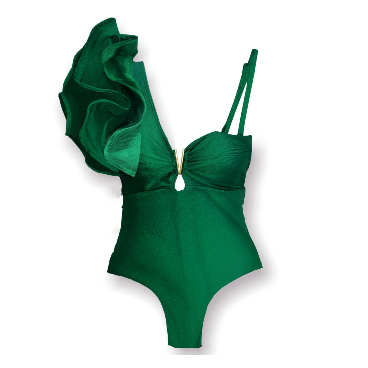 One-shoulder bodycon ruffled swimsuit 3