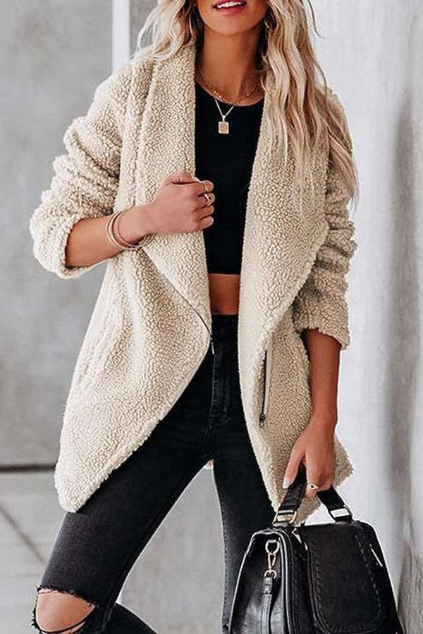 Fashion casual lambskin jacket with zipper pockets and grain velvet jacket camel