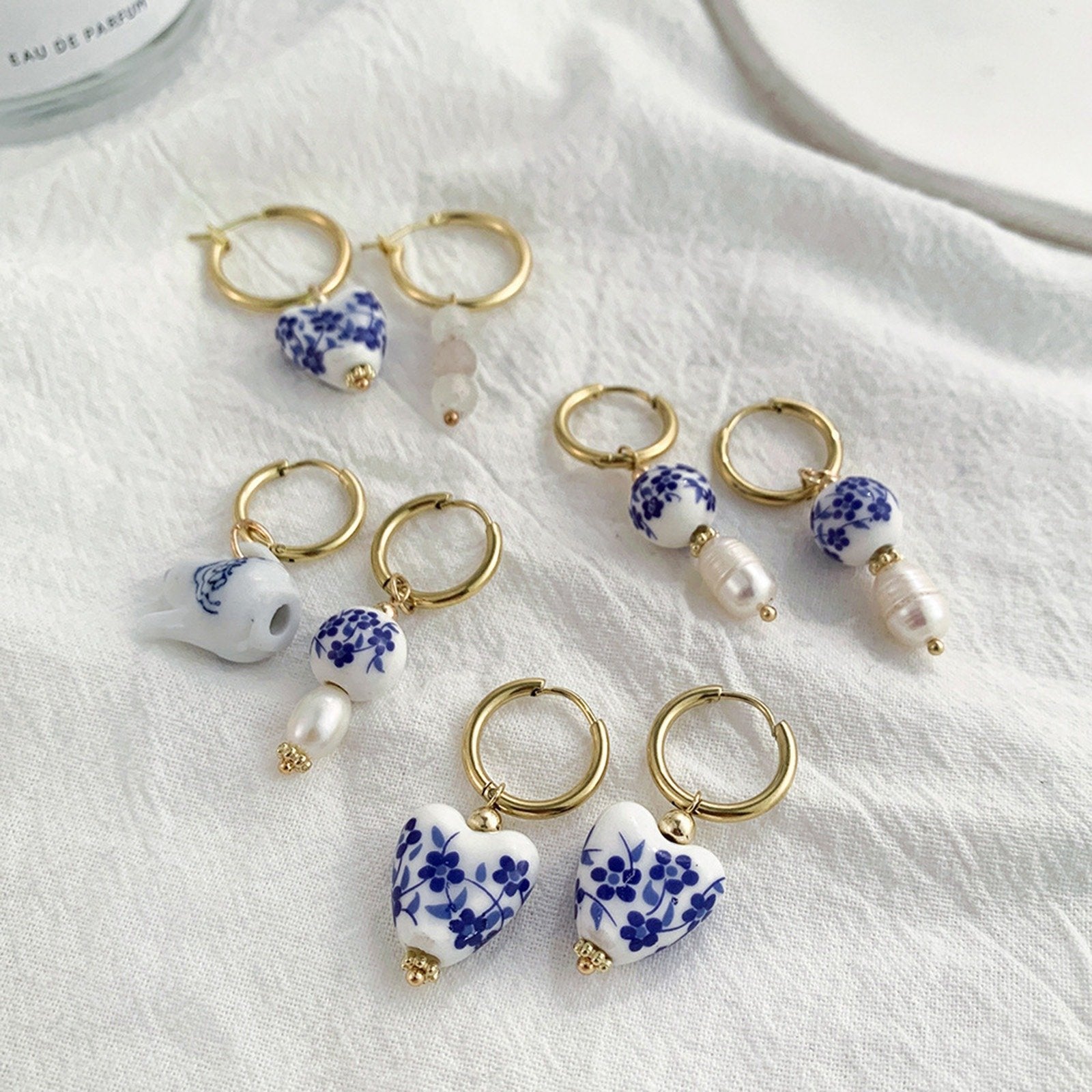 Blue & White Tea Kettle Mix-Matched Earrings