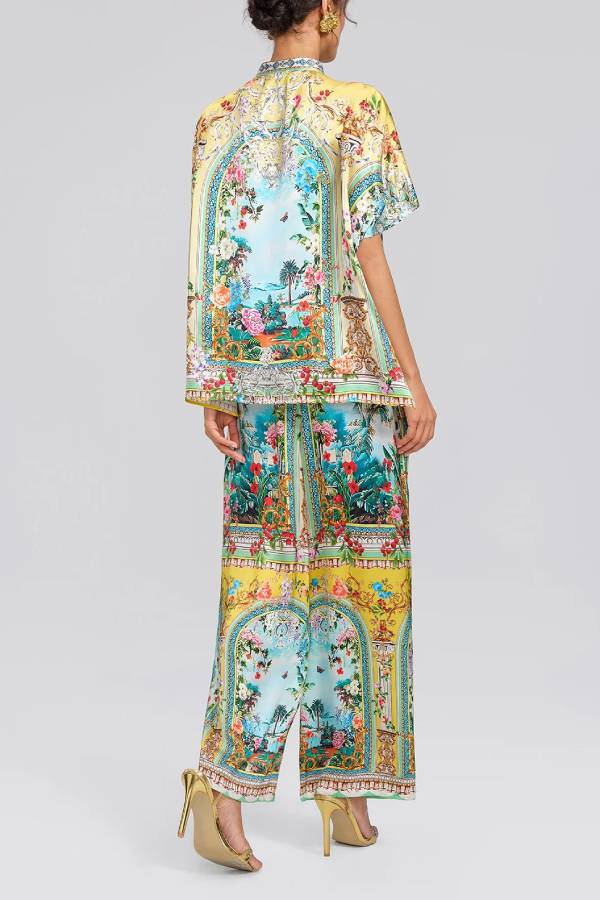 Romantic Manor Print Short-Sleeve Shirt and Trousers Set