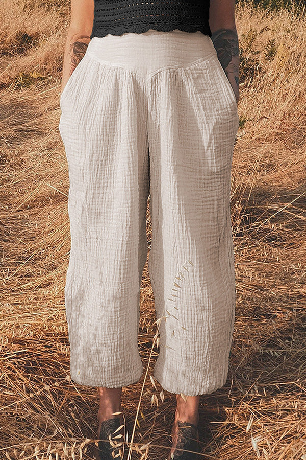 Loose wide leg trousers with leggings and sports trousers apricot
