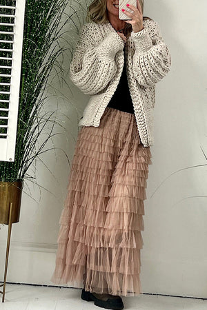 Touch of Fall Ballnoon Sleeve Loose Cardigan