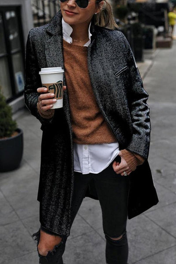 OUTLOOK BUTTON DOWN TEXTURED COAT Black S