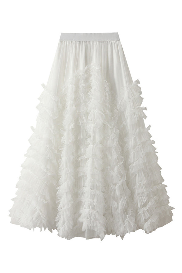 Slimming hip-covering gorgeous cake skirt White one size