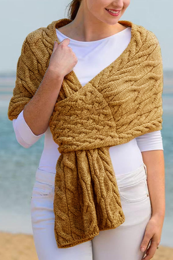 Fashionable women's knitted shawl scarf Khaki One Size