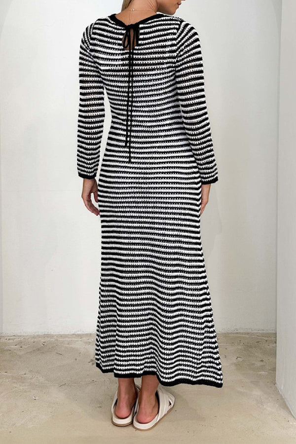 Long Striped Sweater Dress For Women