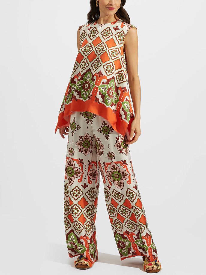 Débardeur à imprimé floral ethnique rétro