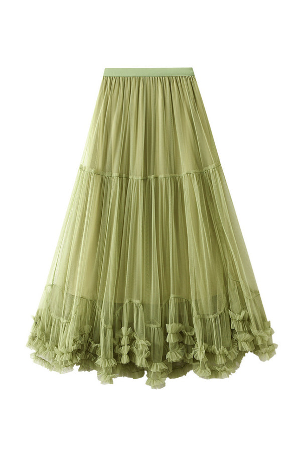 Sweet fungus lace A-line tutu skirt with large hem 1 one size