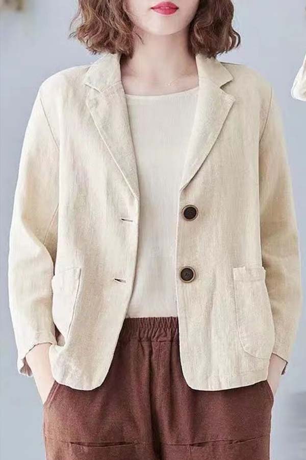 Versatile Long Sleeved Casual Loose Suit Jacket White