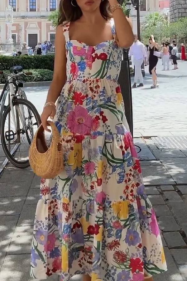 Summer casual floral print dress As picture