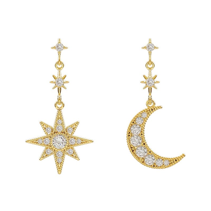 Celestial Crystal Star Moon Earrings